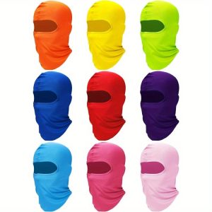 9pcs Stretchable Moisture Wicking Balaclava Full Face Mask, UV Protection Breathable Neck Gaiter Hood, For Outdoor Motorcycle Cycling