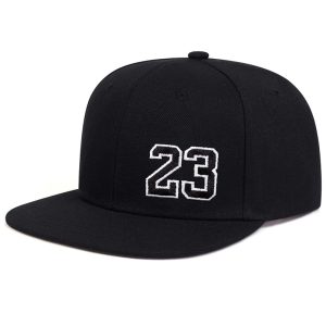 1pc Men's Number 23 Embroidered Hip Hop Hat, Outdoor Sport Adjustable Sunscreen Leisure Hat, For Travel And Beach Vacation