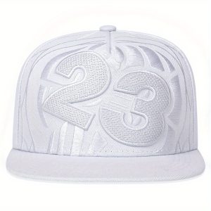 1pc Men's Number 23 Basketball Embroidered Hip Hop Hat, Outdoor Sport Adjustable Sunscreen Leisure Hat, For Travel And Beach Vacation