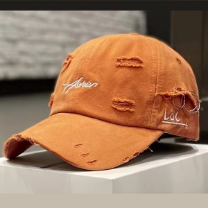 Outdoor leisure perforated embroidered baseball cap, distressed and versatile three-dimensional embroidered duckbill cap, vintage hat sun hat i hip-hop hat