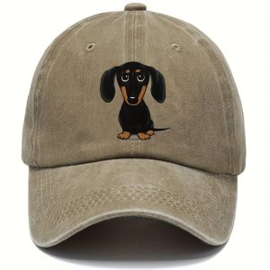 1pc Dachshund Washed Distressed Printed Outdoor Sports Baseball Cap