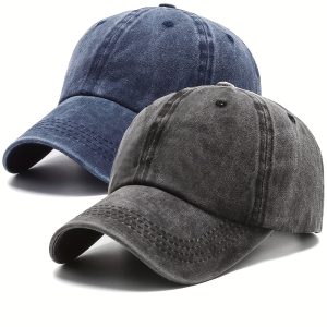 2pcs Retro Washed Distressed Baseball Cap, Golf Hat For Men FWomen