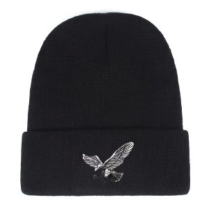 Unisex Knitted Beanie Hat with Removable Bird Embellishment, 1-Pack, Textile Material Content ??80%, Hand-Knit, Warm Winter Cap, Hand Washable