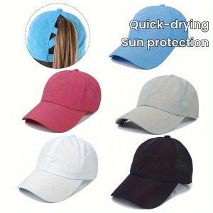 5x Summer quick-drying ponytail baseball cap Sun protection cap Men's and women's sports cap Camping cap Hiking cap